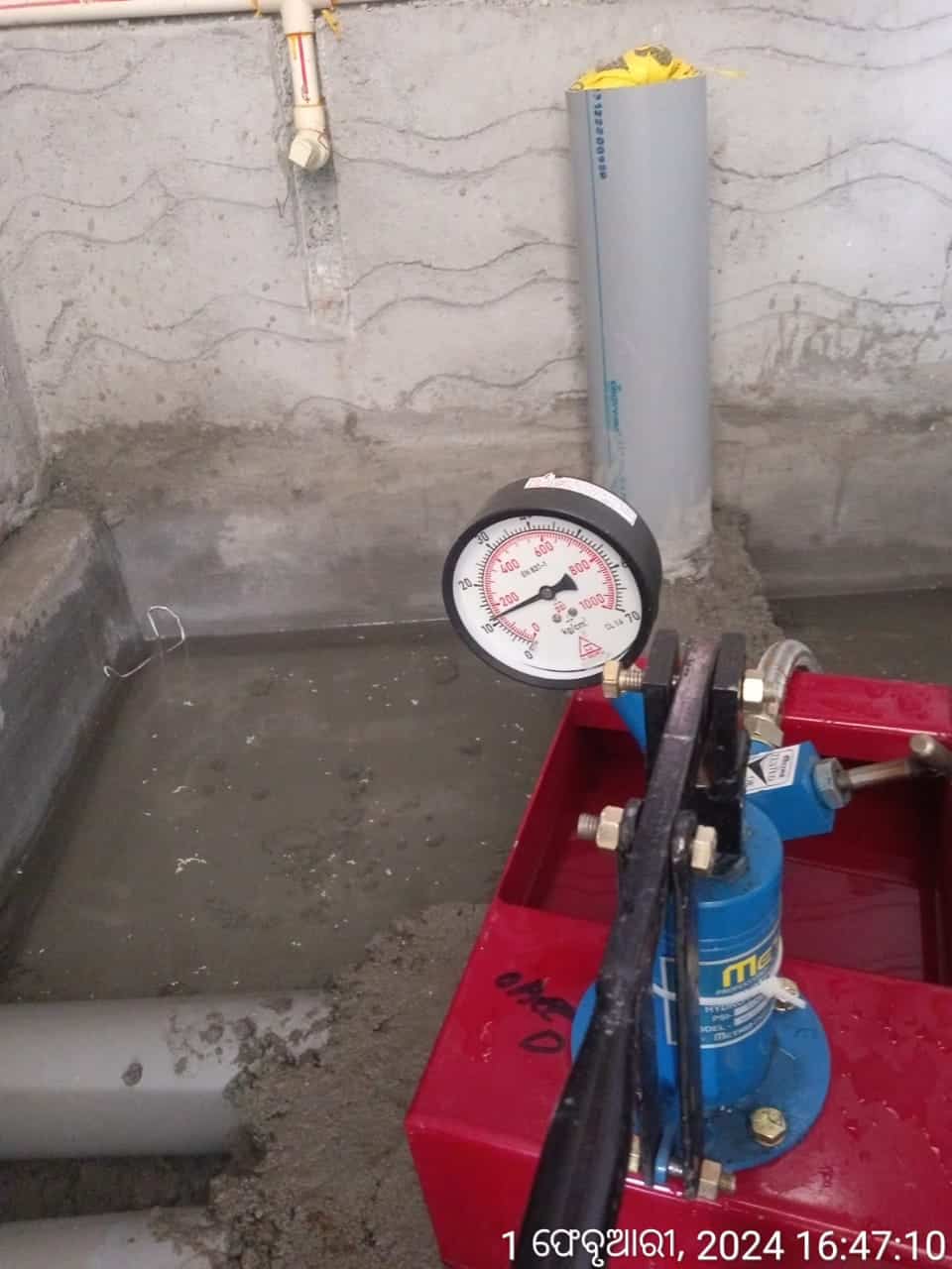 CPVC water pressure testing on site